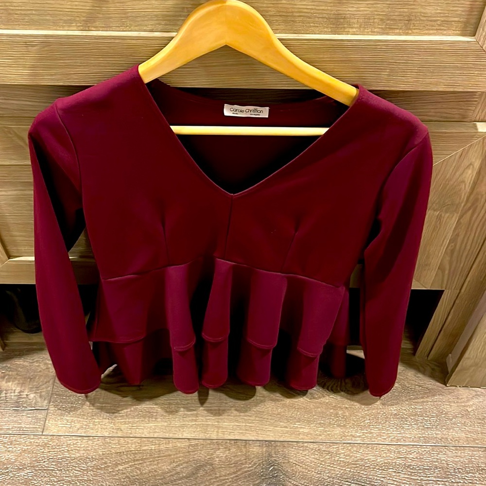 Carole Christian too. Maroon. Worn once. Fits like a small.